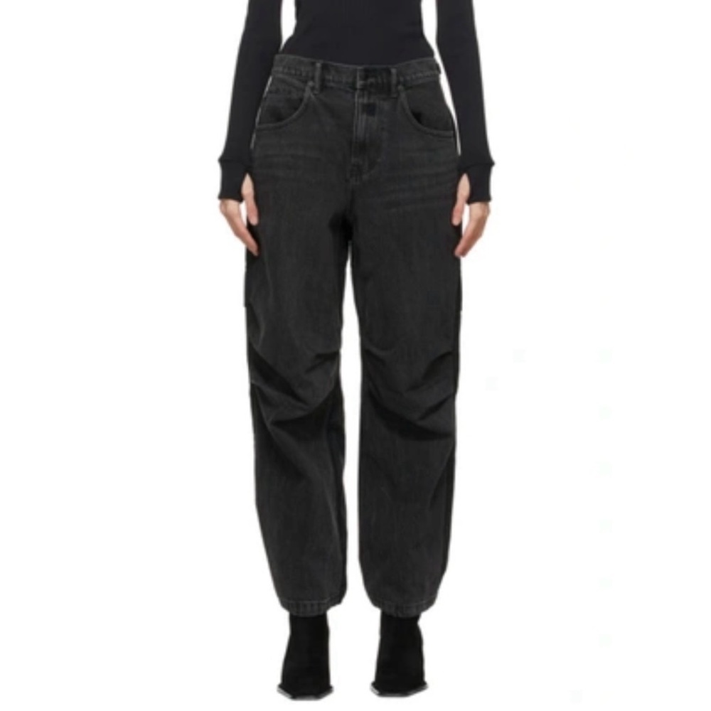 ALEXANDER WANG pack mix hybrid high waisted cargo jeans black size 25 - Picture 2 of 12